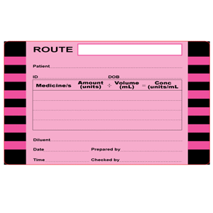 Miscellaneous ROUTE Label Large 100x60mm Black on Pink - Roll/500