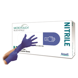 MICRO-TOUCH® Blue Nitrile Examination Gloves (Medium) - Box/200