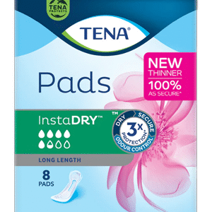 TENA InstaDry Long Length Pads Absorbency 5.5 Green - Ctn/6