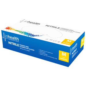 inhealth™ Examination Gloves Nitrile, Powder Free (Medium) - Box/100