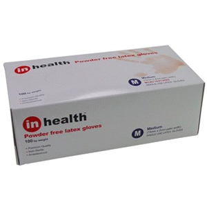 inhealth™ Examination Gloves Latex, Powder Free (Medium) - Box/100