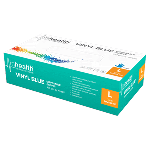 Gloves Examination Inhealth Disposable Blue Vinyl Large