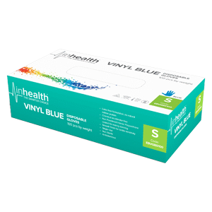 Gloves Examination Inhealth Disposable Blue Vinyl Small