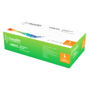 inhealth™ Clear Vinyl Examination Gloves, Large - Box/100