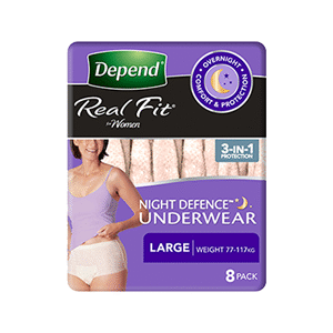 Depend Real-Fit Night Defence Underwear for Women Large–Ctn/32