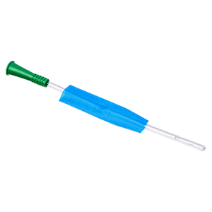 Standard Female Nelaton Catheter PVC Blue Sleeve 20cm 14FR, Green