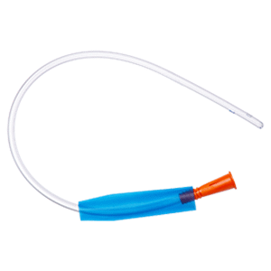 Male Nelaton Catheter Standard Blue Sleeve 40cm 16FR PVC, Orange