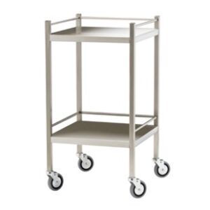 Stainless Steel Double Shelf Trolley With Rails 50 x 50 x 97cm